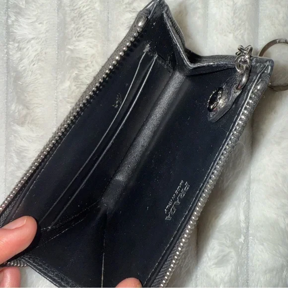 Prada Saffiano Keychain Wallet Logo Black/ Silver 1PP122 - Picture 5 of 11